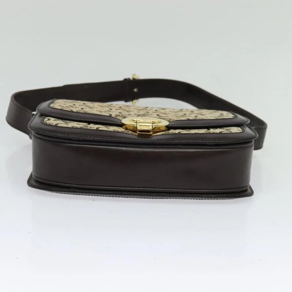 CELINE C Sulky Shoulder Bag Canvas Brown gold Auth - Picture 3 of 15